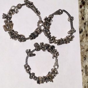 All Six troll bead bracelets sterling authentic